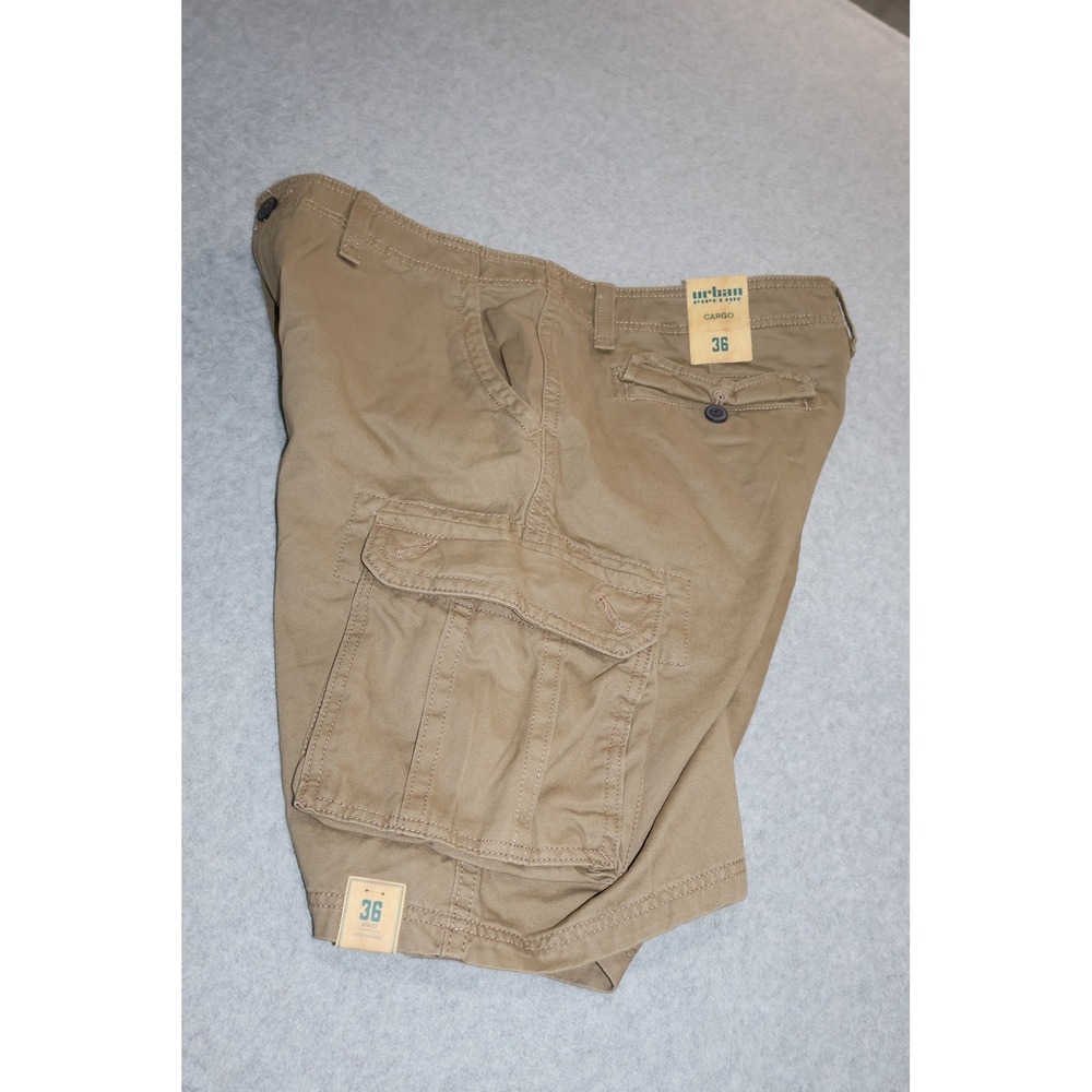 Urban Pipeline Cargo Shorts Mens 36 Tan Hits At Knee Flat Cotton NEW